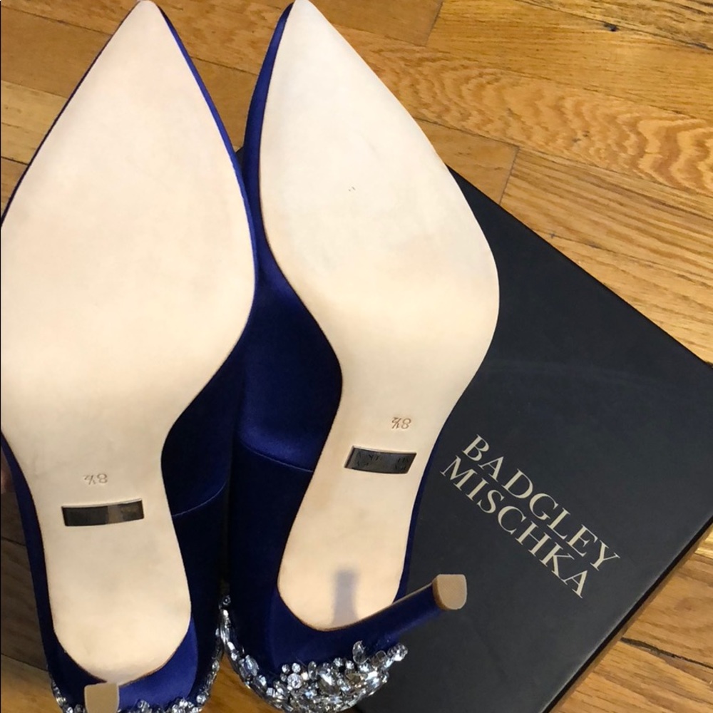 Badgley Mischka Blue Heels with Silver Embellishments - Picture 5 of 6